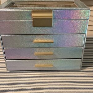 New Holographic Jewelry Organizer with Gold Accents - Sparkle Finish